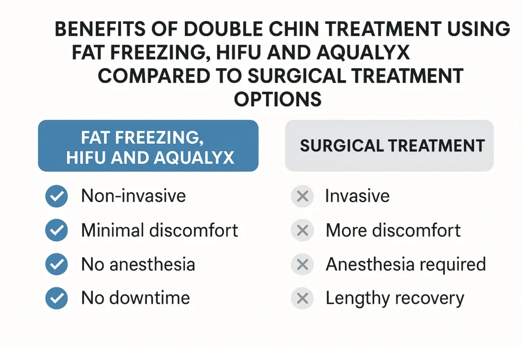 Graphic about the benefits of double chin treatment Wiltshire - from LA LIPO