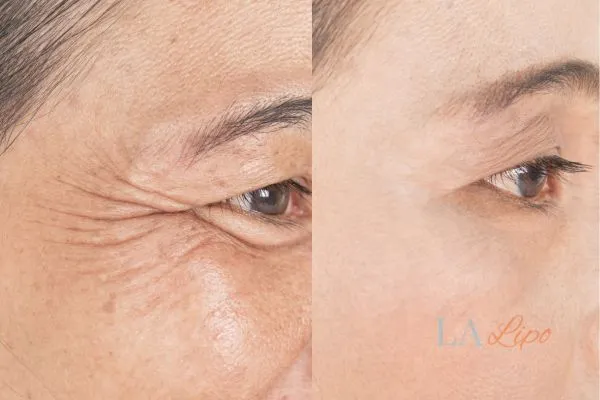 Before and after results of woman - HI-fu wrinkles reduction treatment Wiltshire